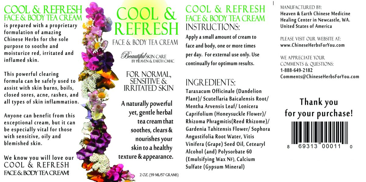 Cool & Refresh Face & Body Herbal Tea Cream - Whole Label Detail