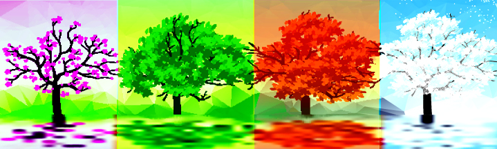 Tree in the four season illustration.