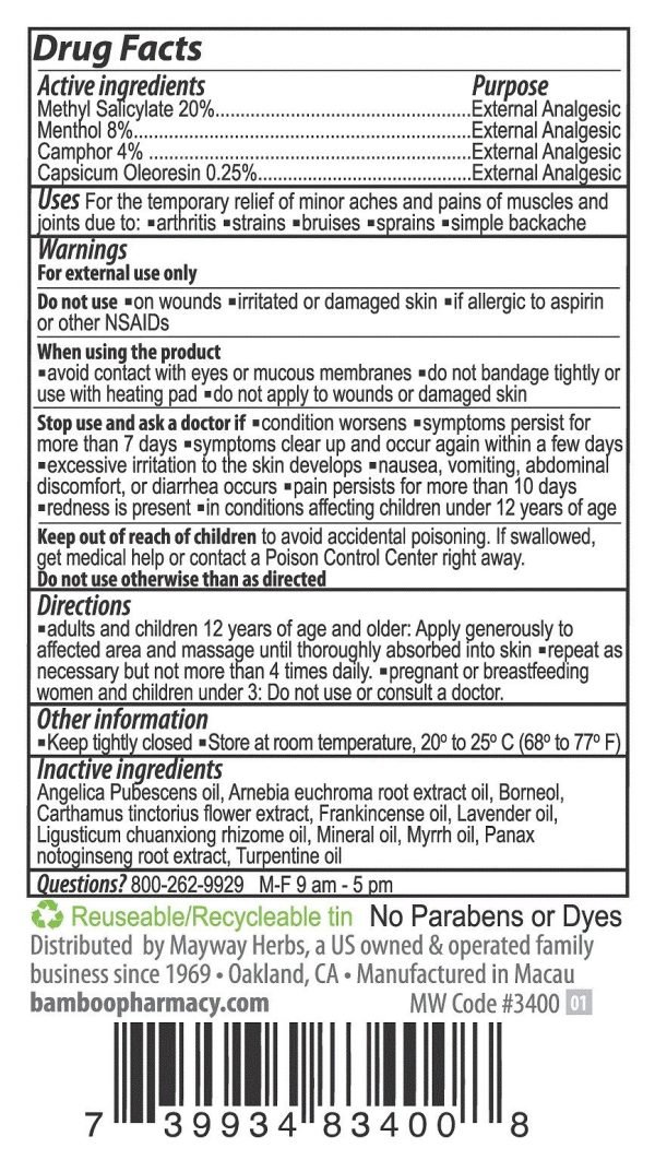 Bamboo Pharmacy Relief + Recovery Oil Health Back Label Drug Facts