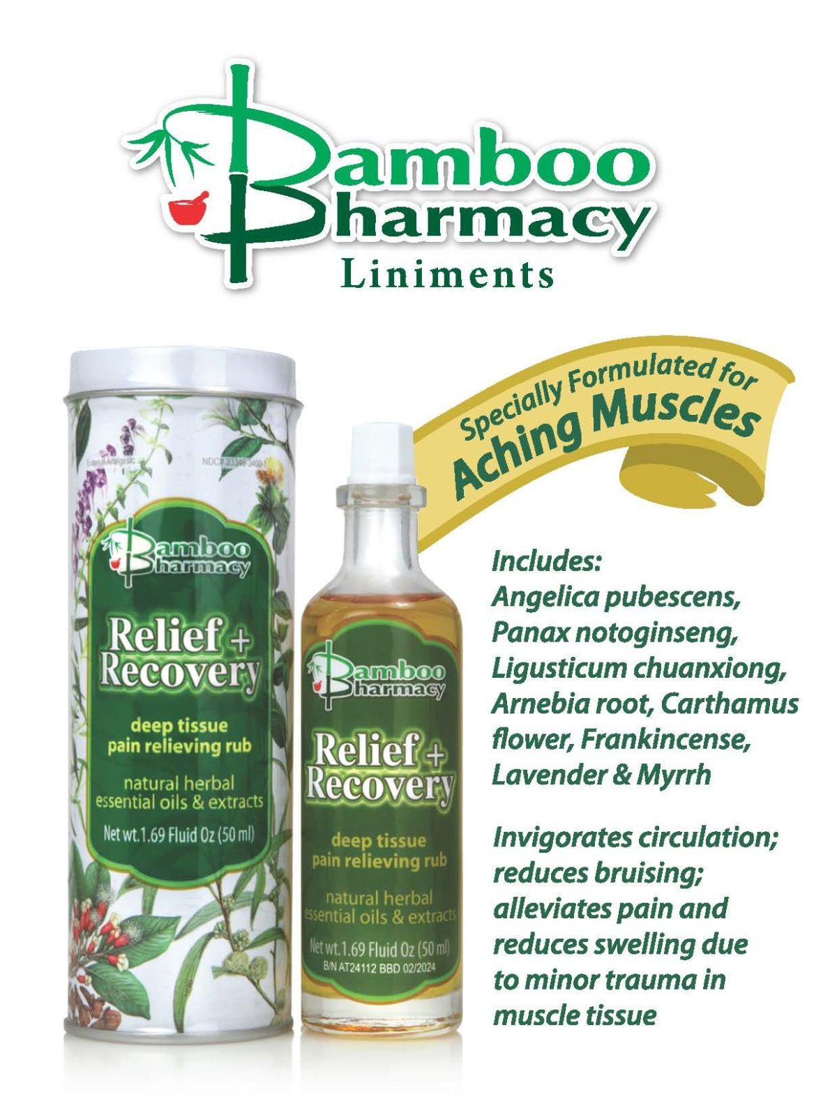 Bamboo Pharmacy Relief + Recovery Oil Health Benefit Promotion