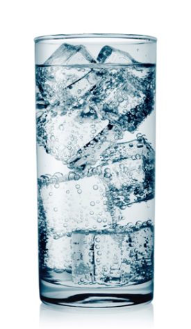 Glass of water with ice cubes isolated on white background